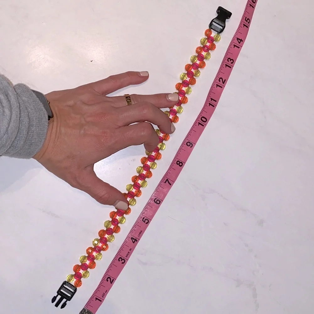 Beaded dog collar black plastic sturdy snap latch closure pet collar 15” length​